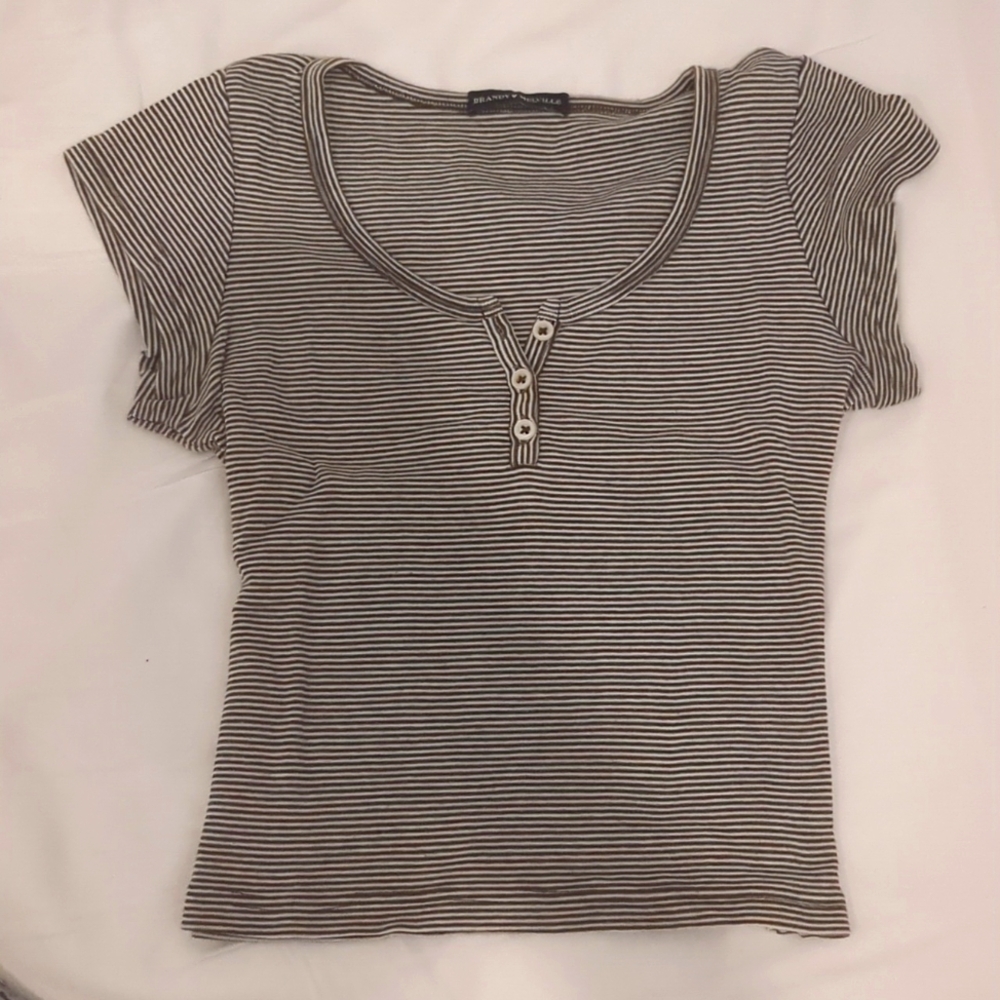 Brandy Melville striped Henley baby tee